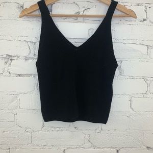 Black knitted crop top